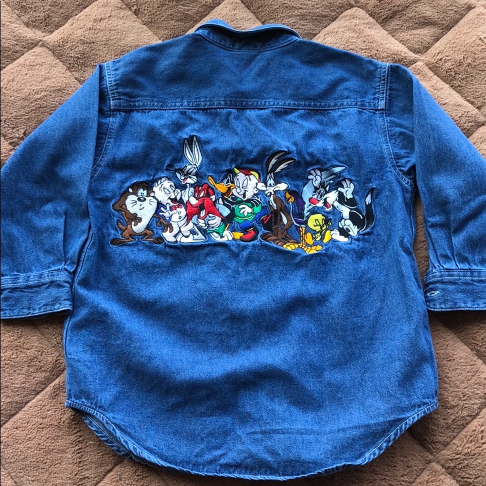 Looney Toons button down jean shirt